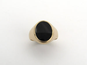 9K gold onyx signet ring.