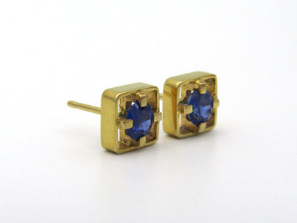 9K gold sapphire earrings by Erich Frey.