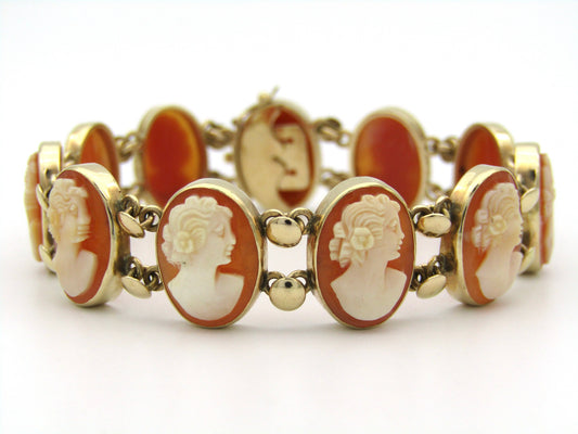 14K gold shell cameo bracelet.