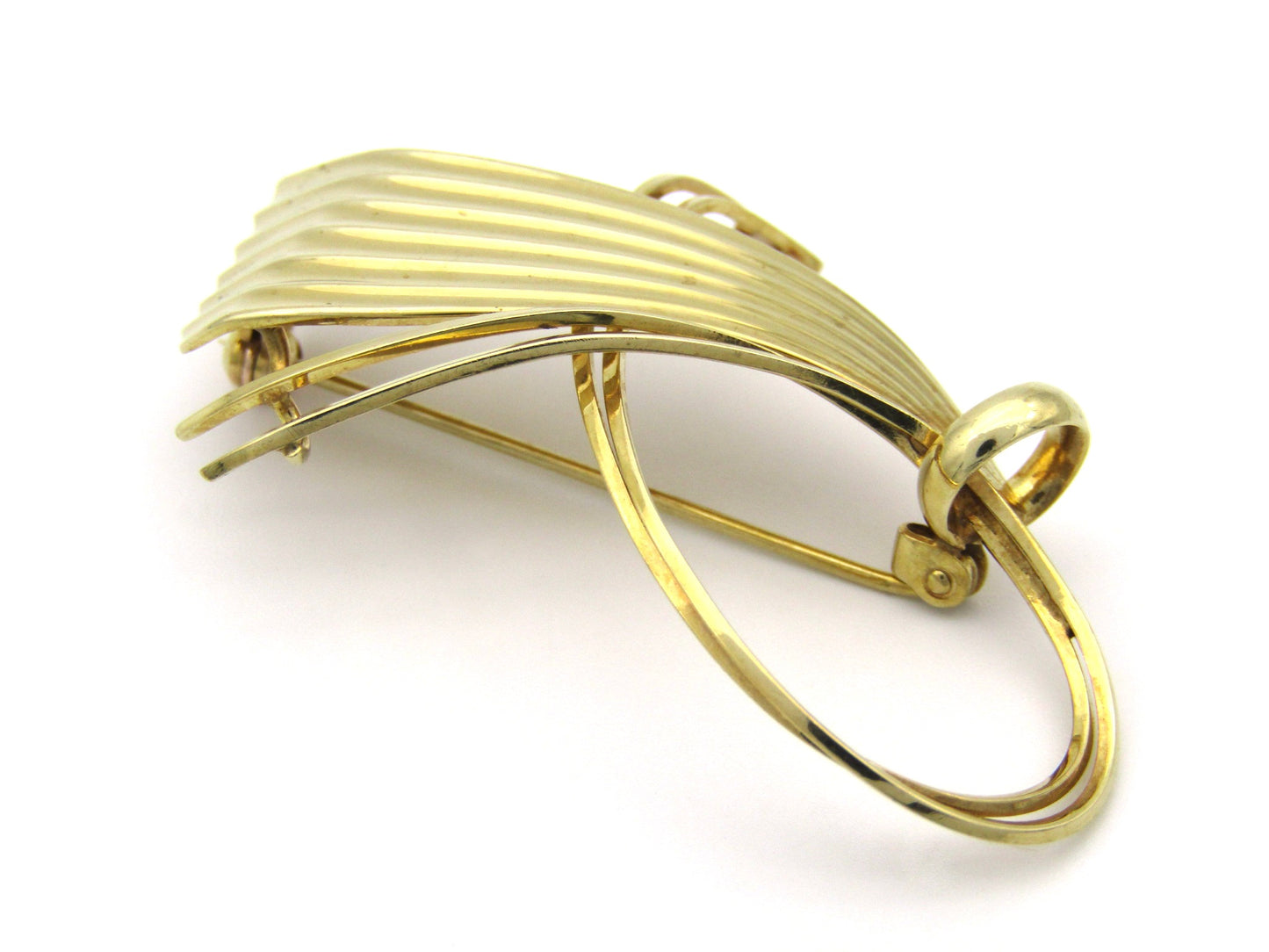 9K gold Retro half bow brooch.