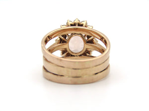 9K gold morganite and diamond ring.