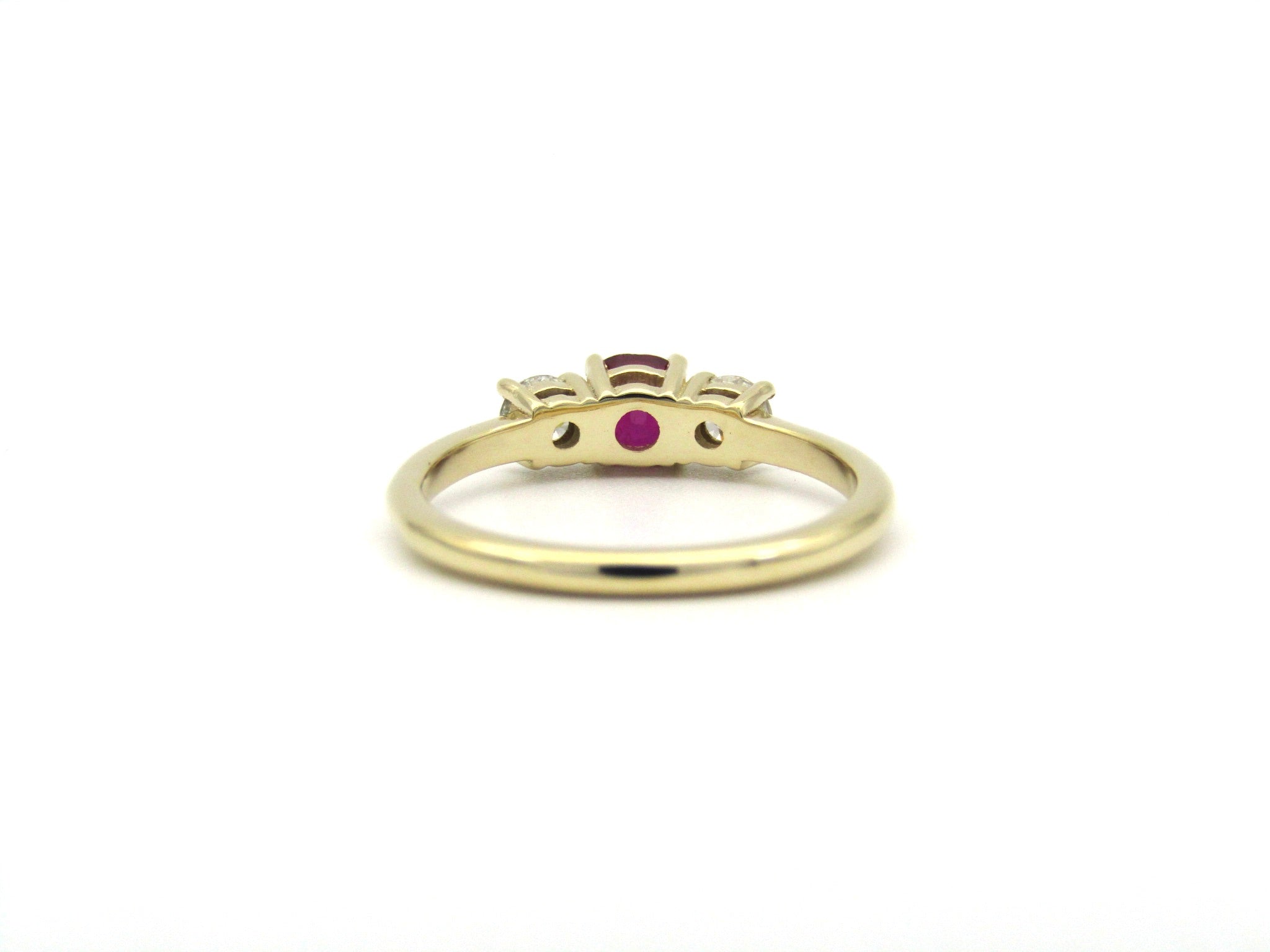 14K gold ruby and diamond trilogy ring