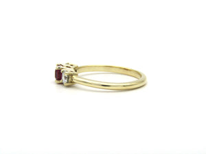 14K gold ruby and diamond trilogy ring