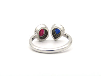 14K gold ruby and sapphire Toi et Moi ring.