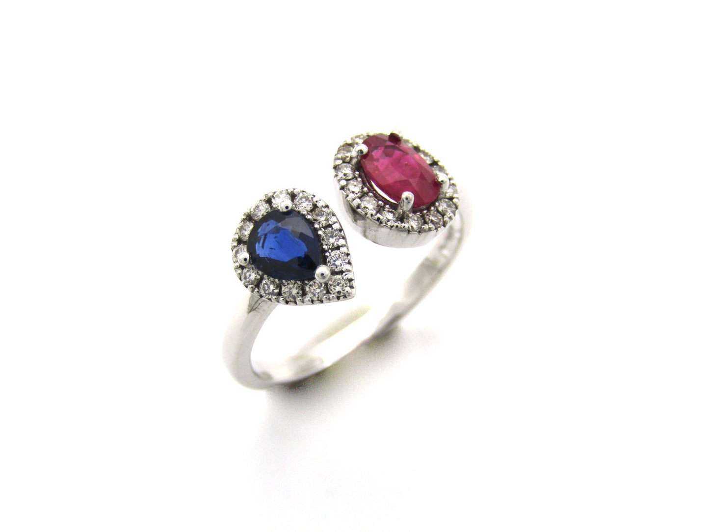 14K gold ruby and sapphire Toi et Moi ring.