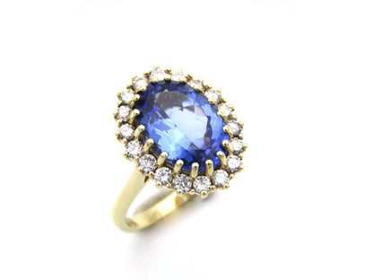 14K gold tanzanite and diamond ring.