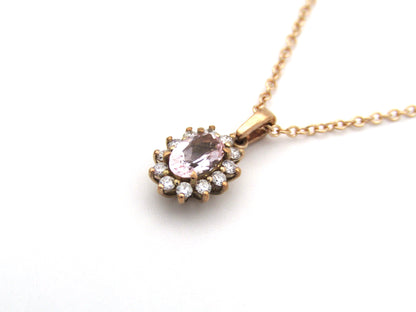 9K gold morganite and diamond pendant by Browns.