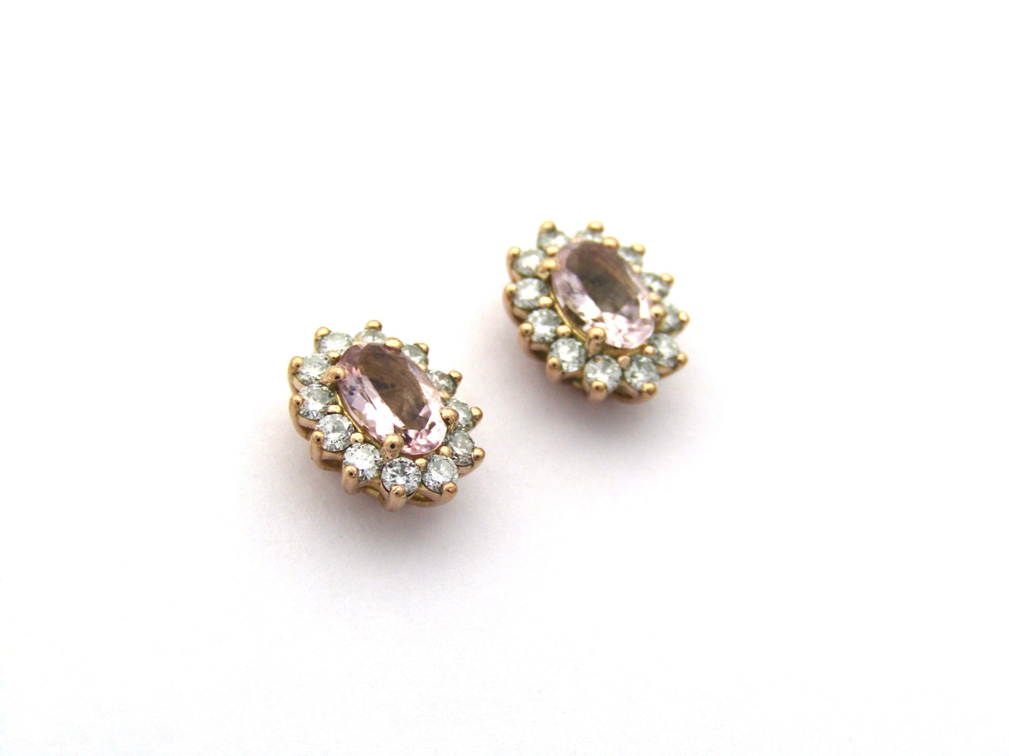 9K gold morganite and diamond earrings by Browns.