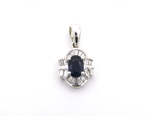 18K gold sapphire and diamond pendant.