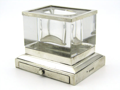 Silver and glass stamp box by William Leuchers, London, 1889.