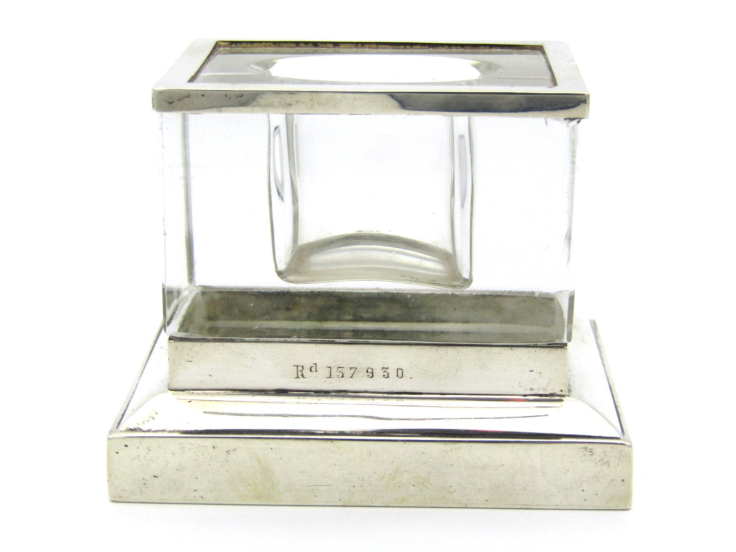 Silver and glass stamp box by William Leuchers, London, 1889.