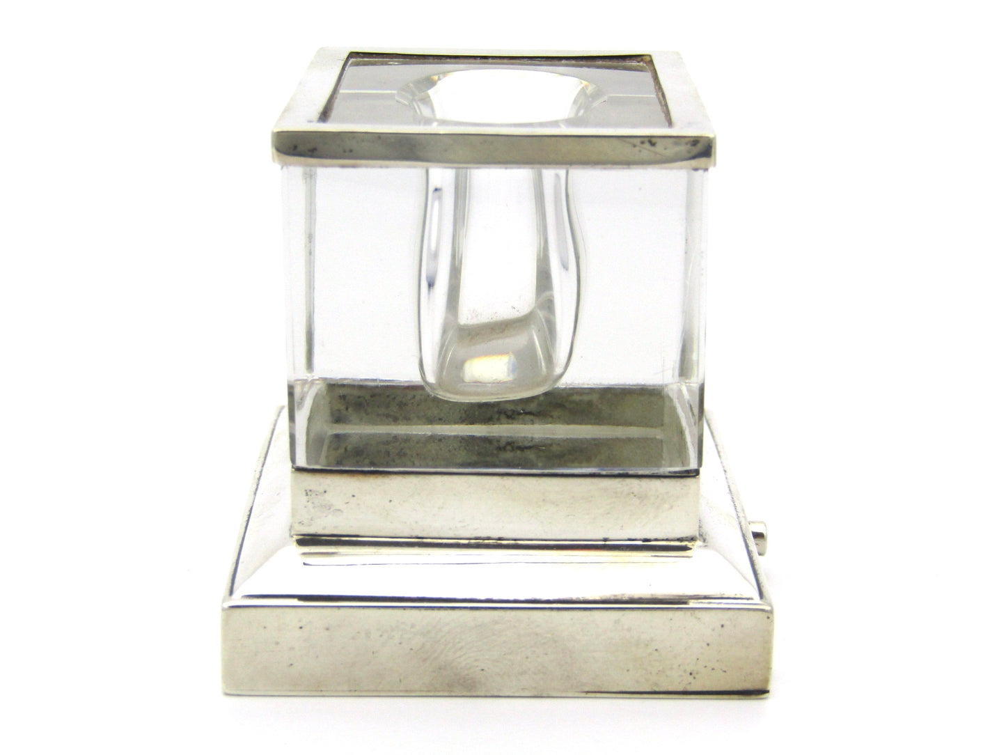 Silver and glass stamp box by William Leuchers, London, 1889.