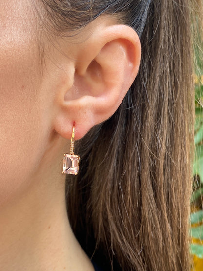 18K gold morganite and diamond earrings.