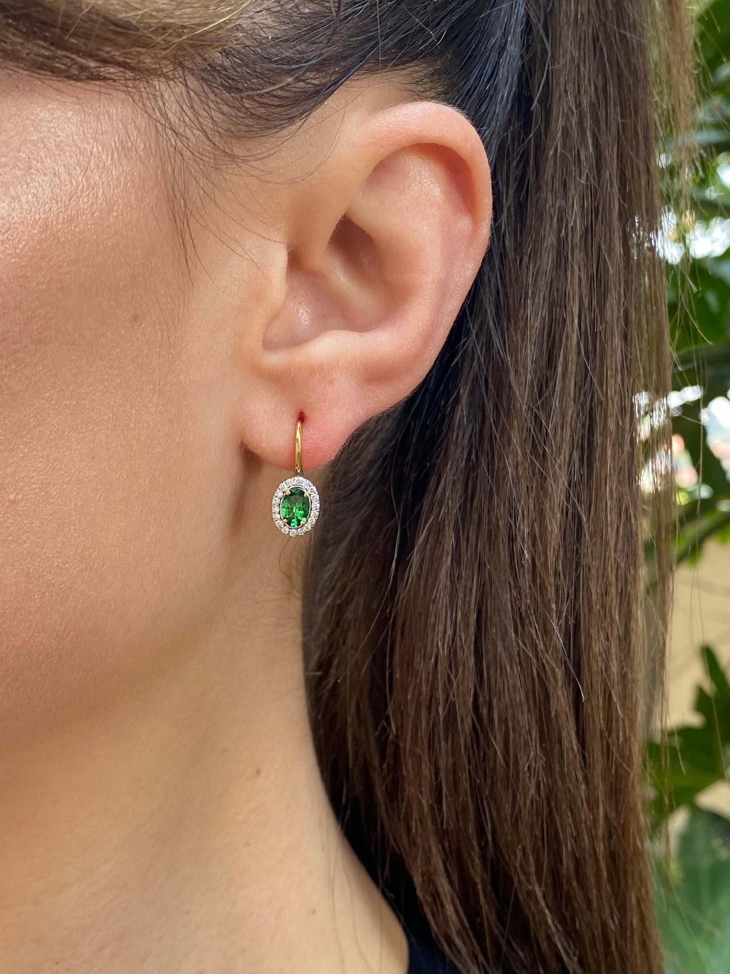 18K gold tsavorite and diamond earrings by Browns.