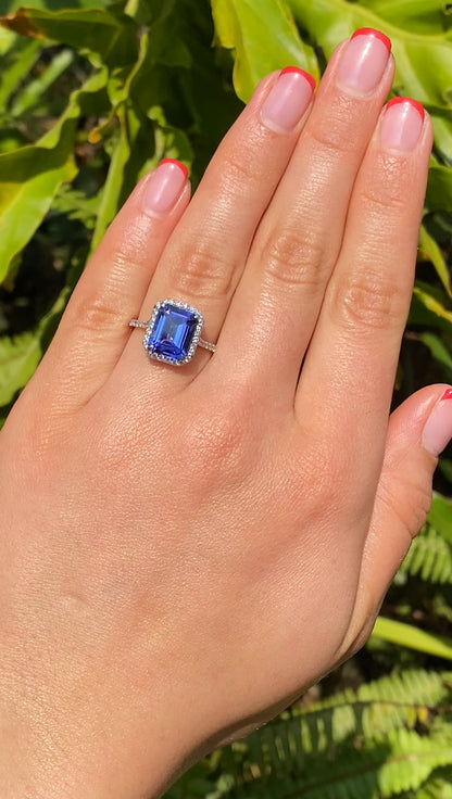 18K gold 3.17 carat tanzanite and diamond ring by Browns.