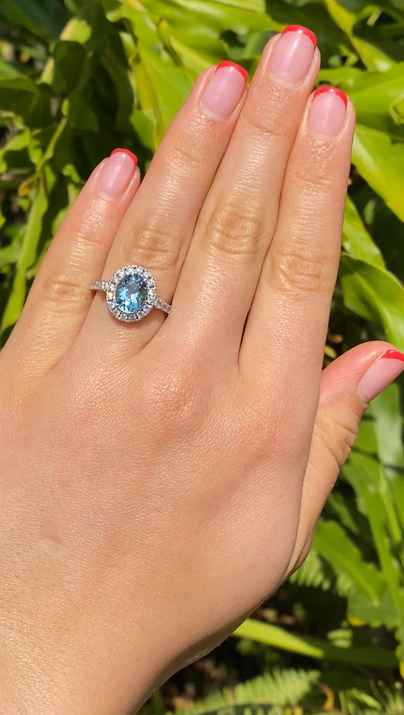 18K gold aquamarine and diamond ring by Browns.