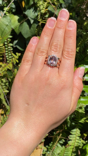 9K gold morganite and diamond ring.