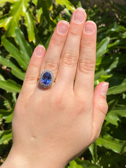 14K gold tanzanite and diamond ring.