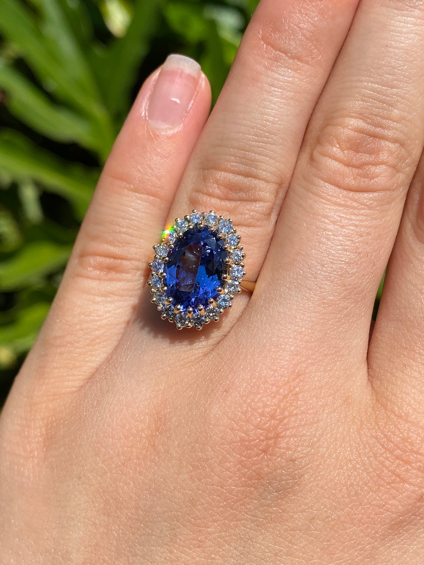 14K gold tanzanite and diamond ring.