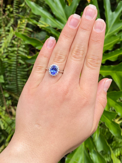 18K gold tanzanite and diamond ring by Browns.