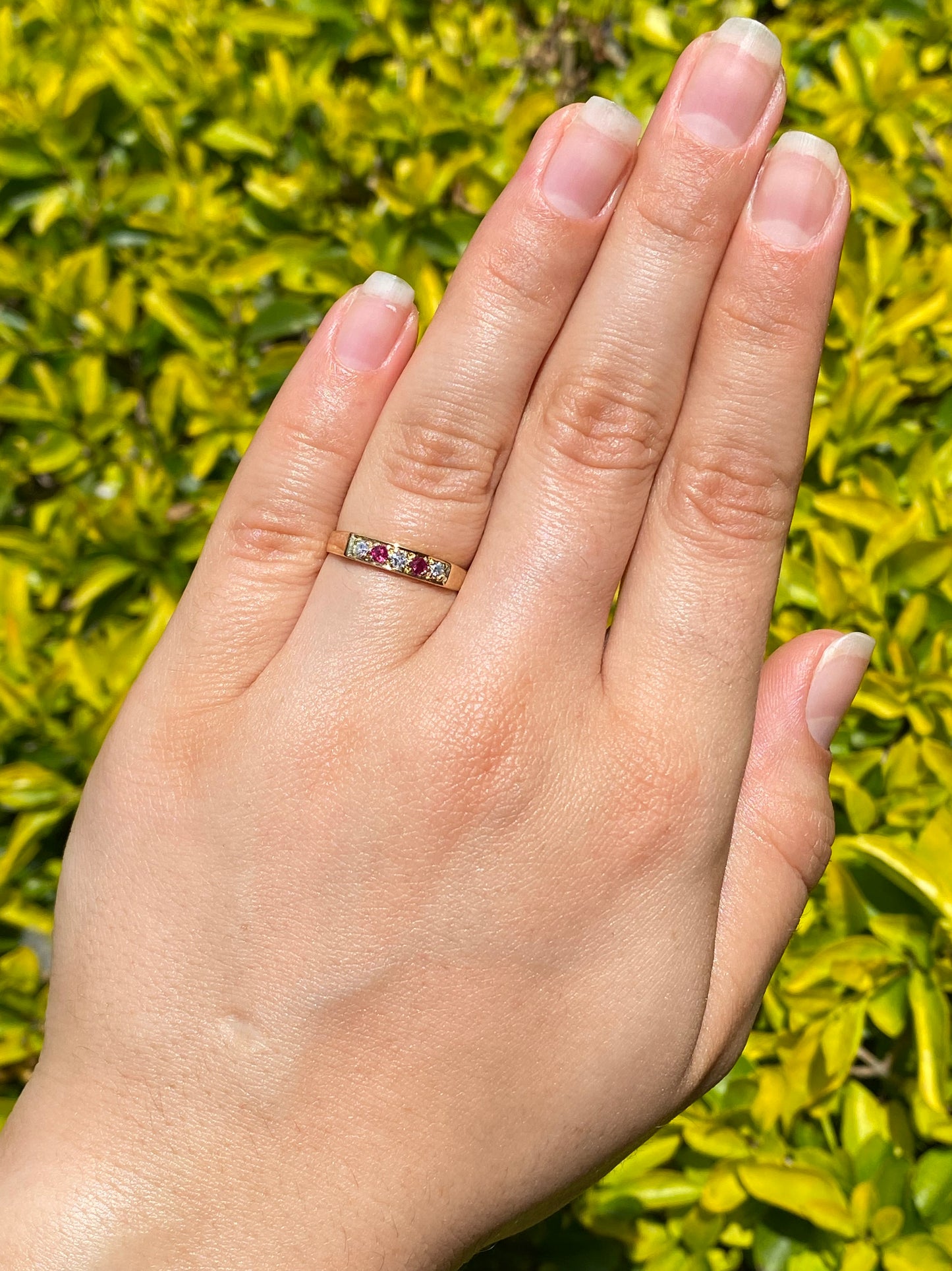 18K gold diamond and ruby ring.