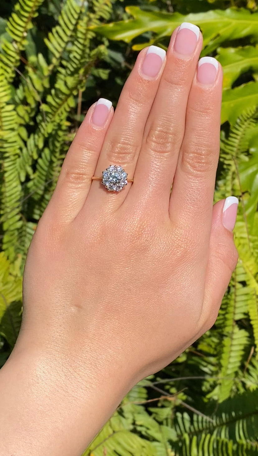 18K gold diamond flower ring.