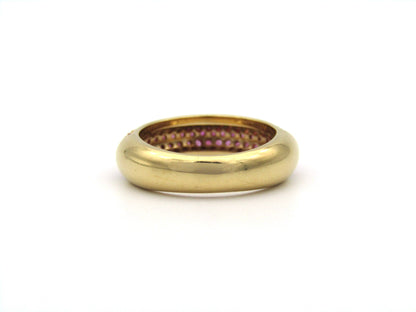 18K gold pavé ruby bombe ring.