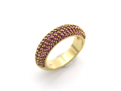 18K gold pavé ruby bombe ring.