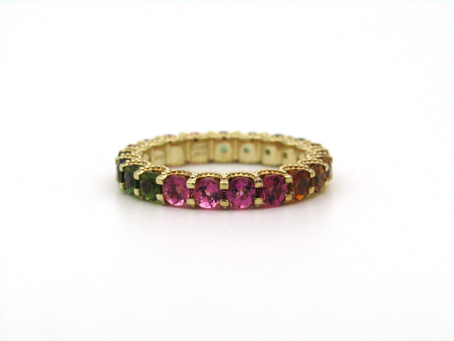 14K gold tourmaline eternity ring.