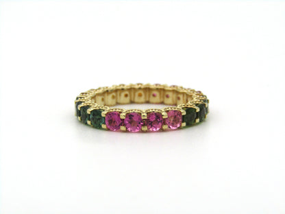 14K gold tourmaline eternity ring.