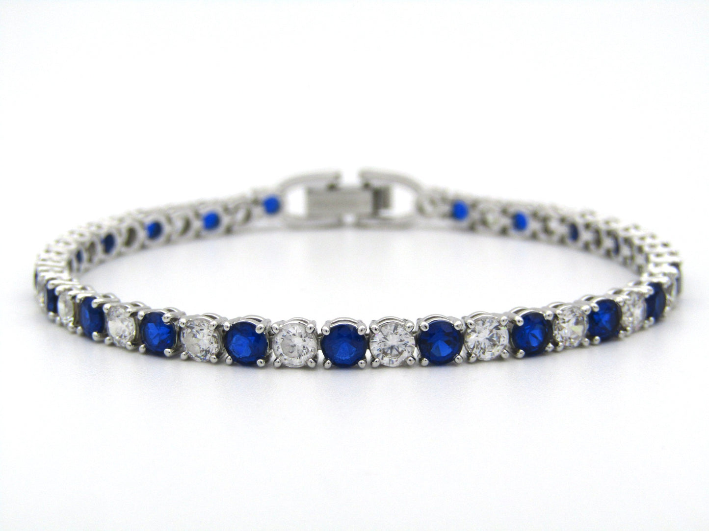 Swarovski Deluxe blue and colourless tennis bracelet.