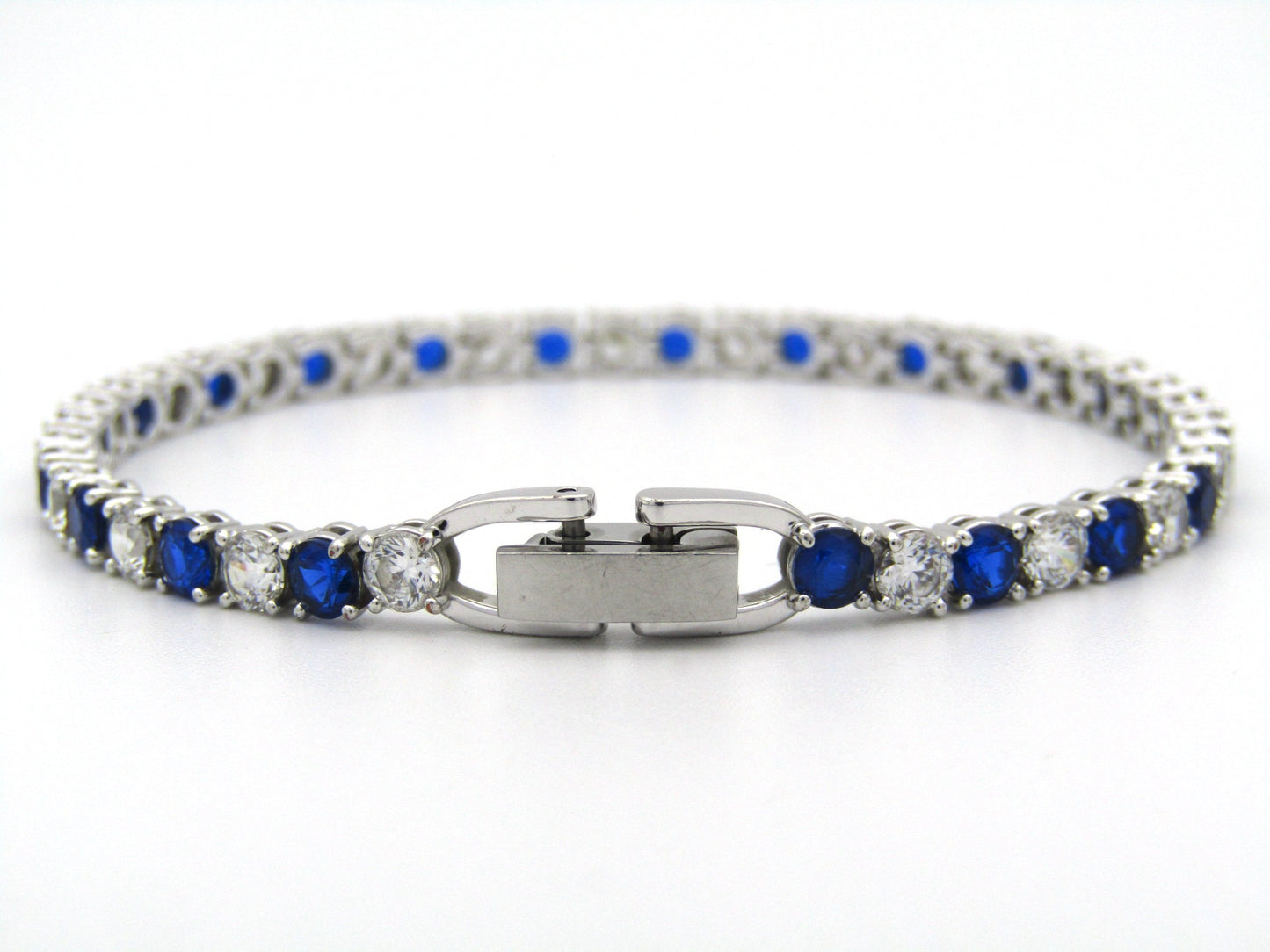 Swarovski Deluxe blue and colourless tennis bracelet.