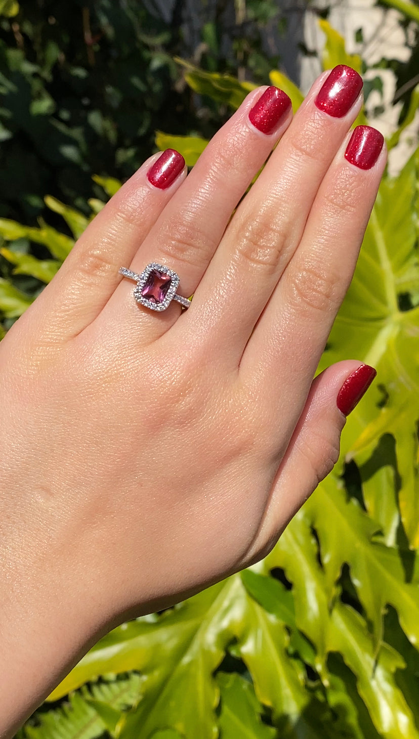 14K gold Pink Tourmaline and diamond ring.