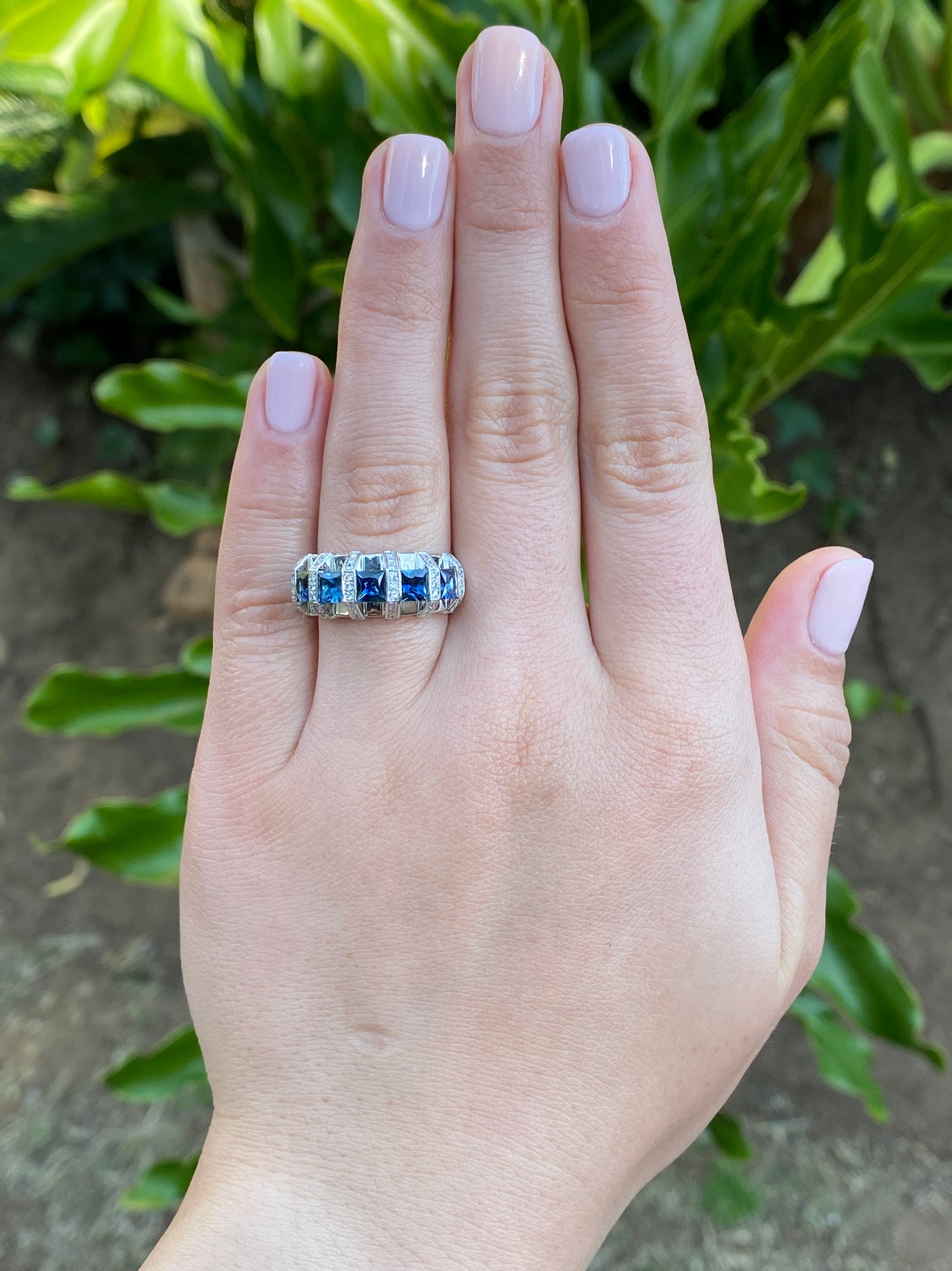 18K gold sapphire and diamond ring.