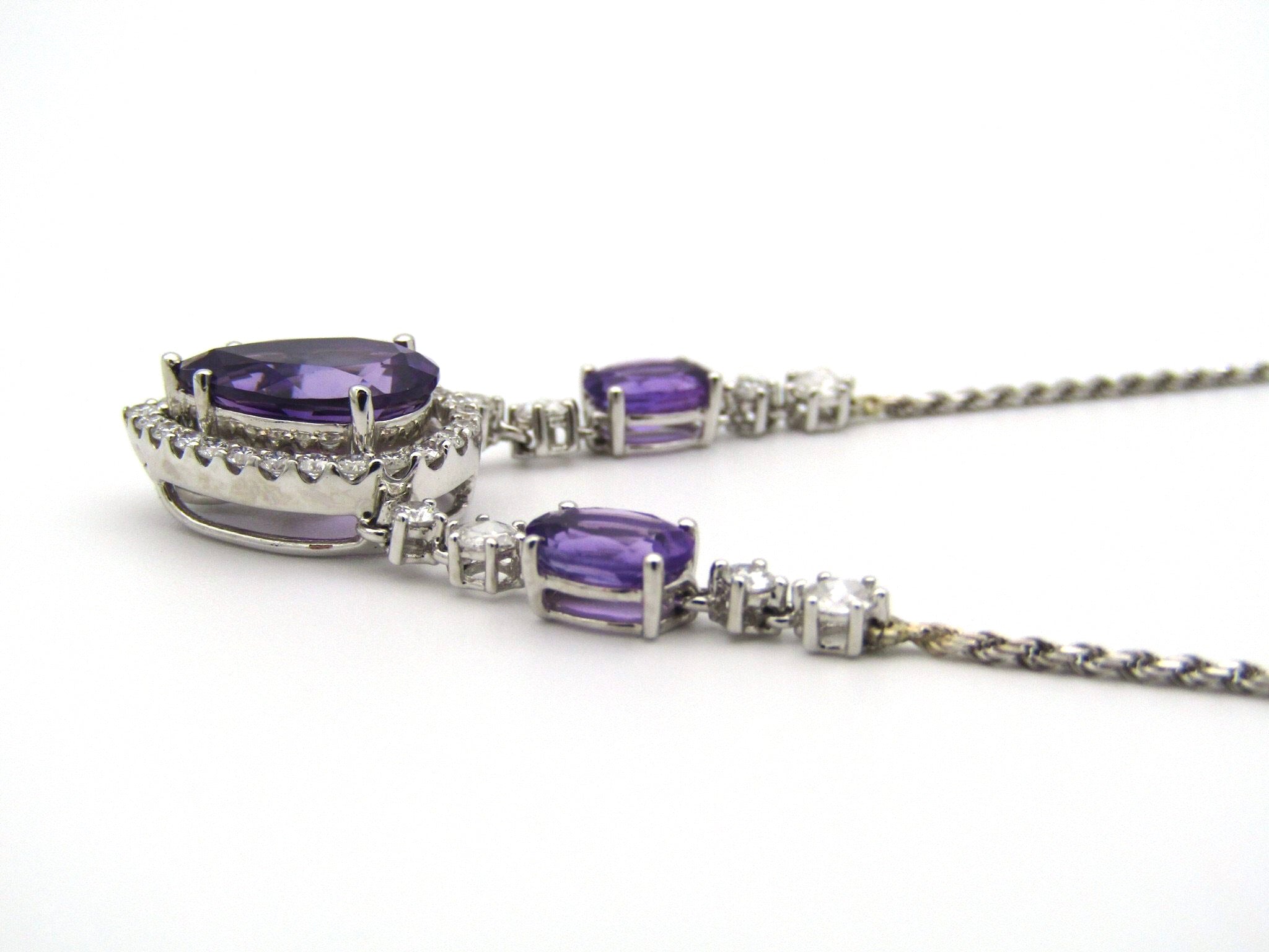 18kt gold amethyst and diamond Necklace.