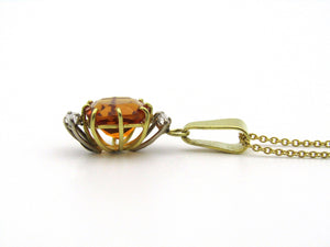 18kt gold citrine and diamond pendant by Browns.