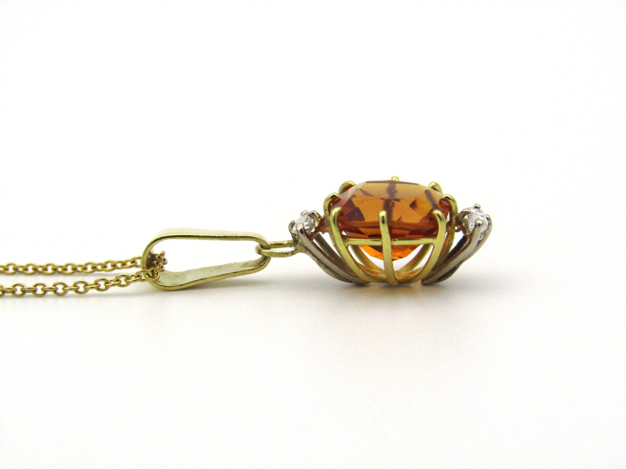 18kt gold citrine and diamond pendant by Browns.