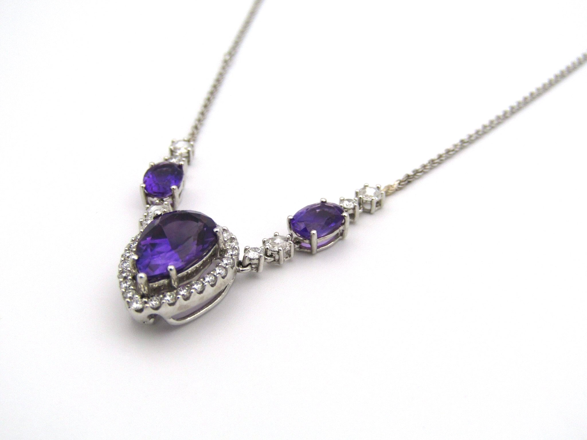 18kt gold amethyst and diamond Necklace.