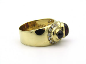 18kt yellow gold Rhodolite garnet and diamond ring by Orpheo.