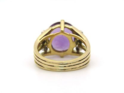 18K gold amethyst and diamond ring.