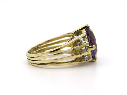 18K gold amethyst and diamond ring.