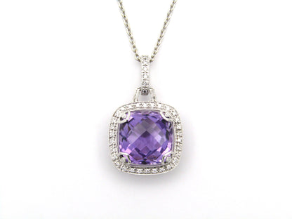 9K gold amethyst and diamond pendant by Browns.