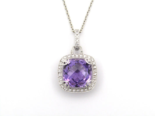 9K gold amethyst and diamond pendant by Browns.