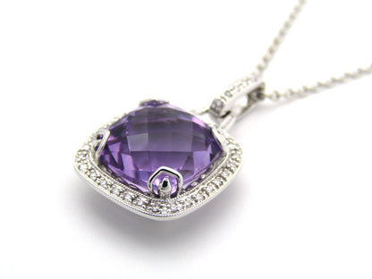 9K gold amethyst and diamond pendant by Browns.