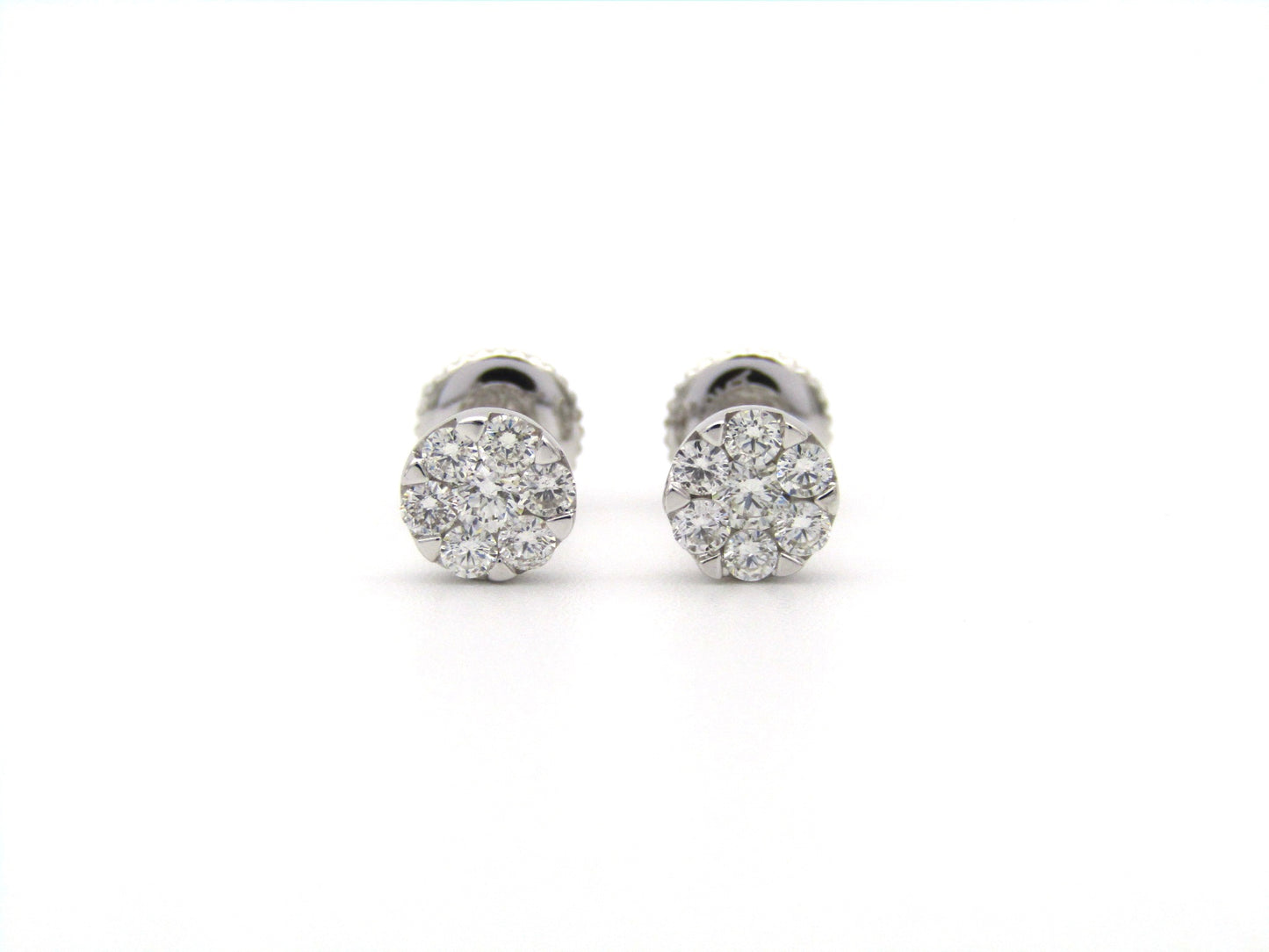 18K gold diamond cluster earrings.