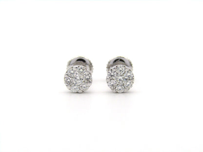 18K gold diamond cluster earrings.