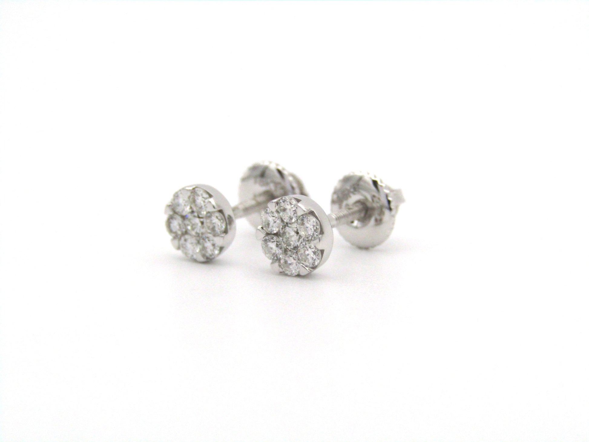 18K gold diamond cluster earrings.