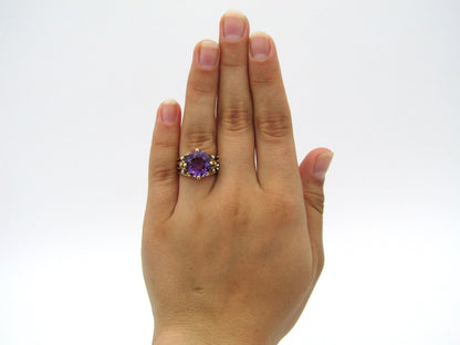 18K gold amethyst and diamond ring.