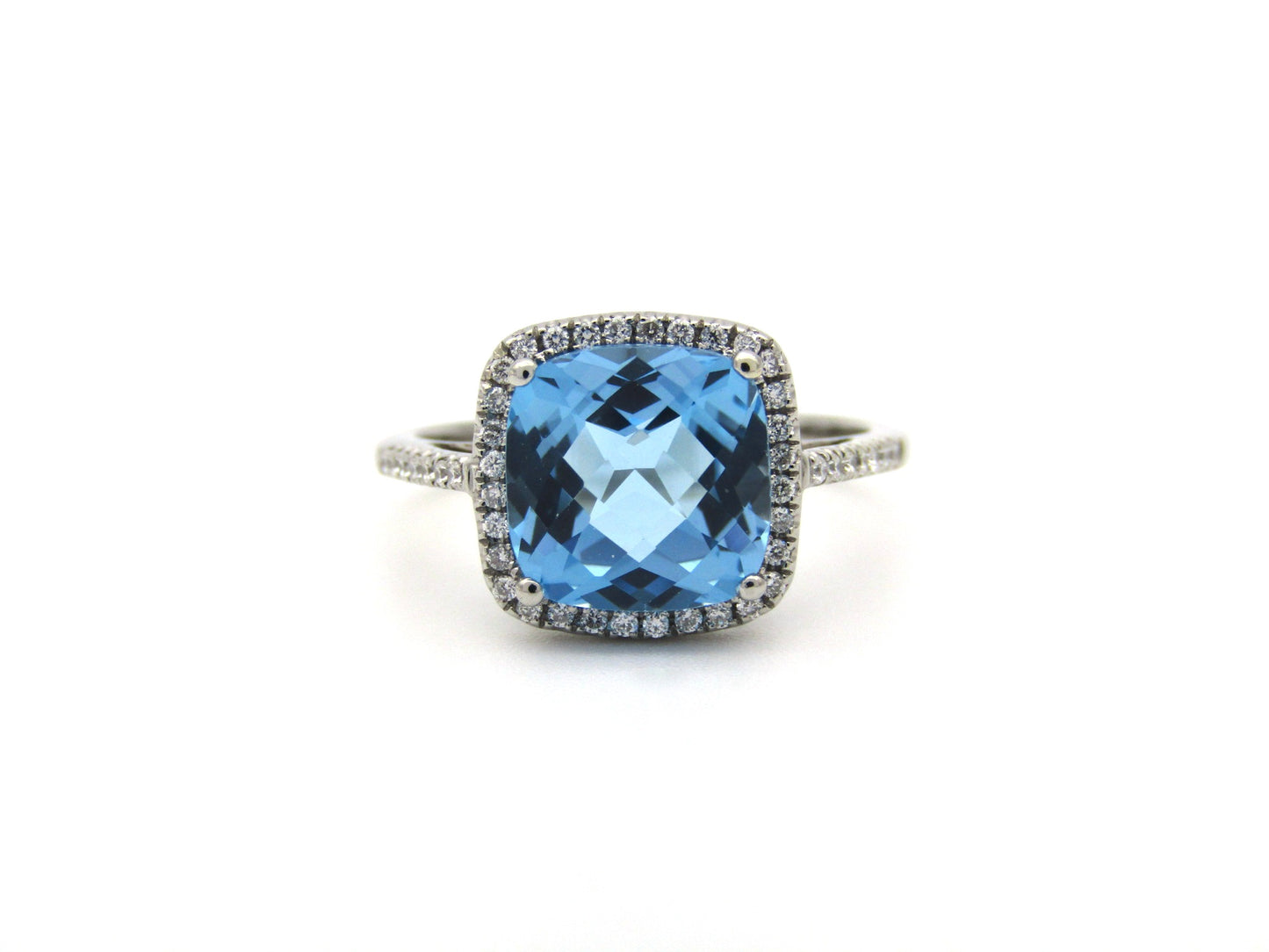 14K gold blue topaz and diamond ring by Browns.