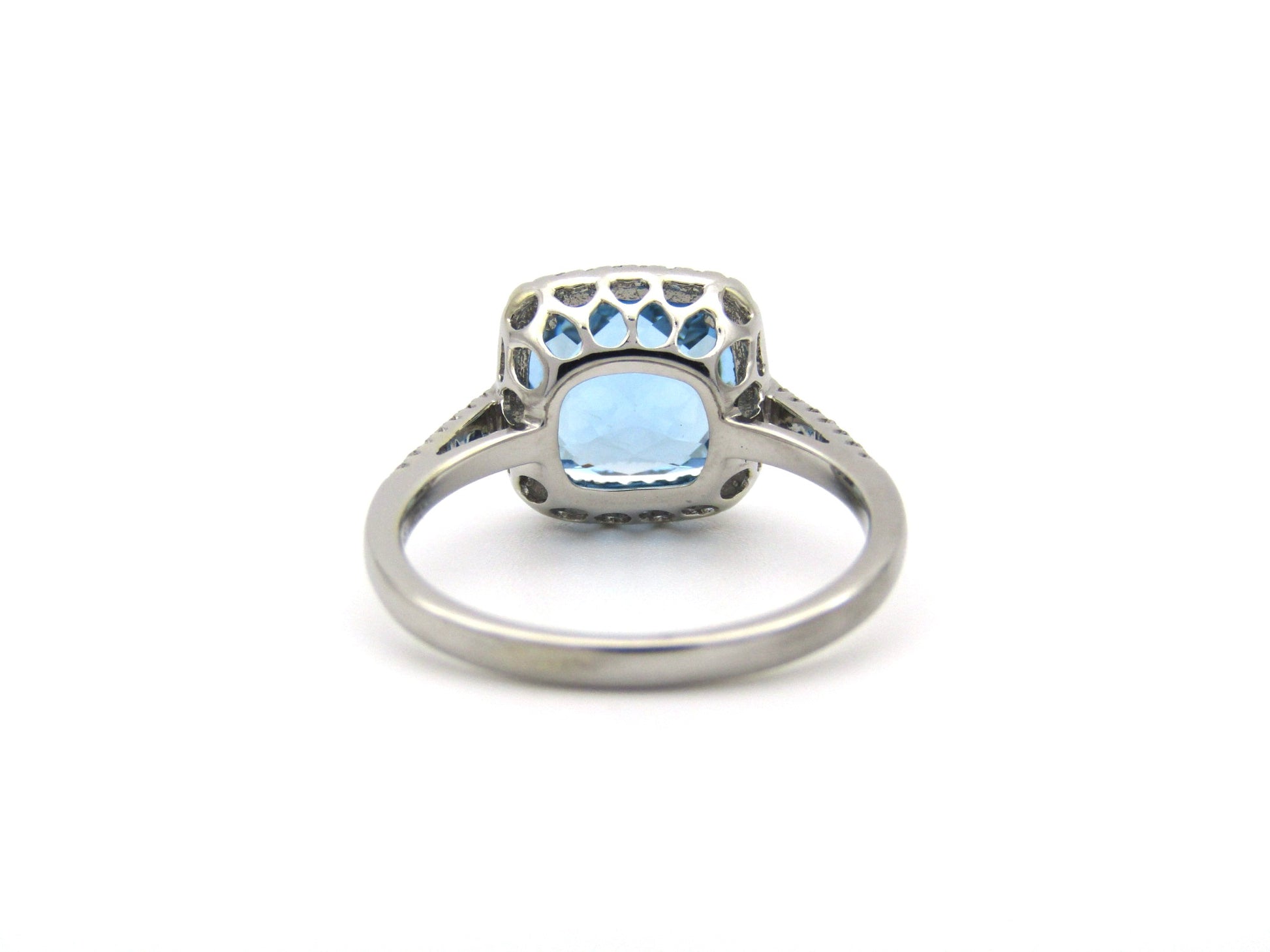 14K gold blue topaz and diamond ring by Browns.